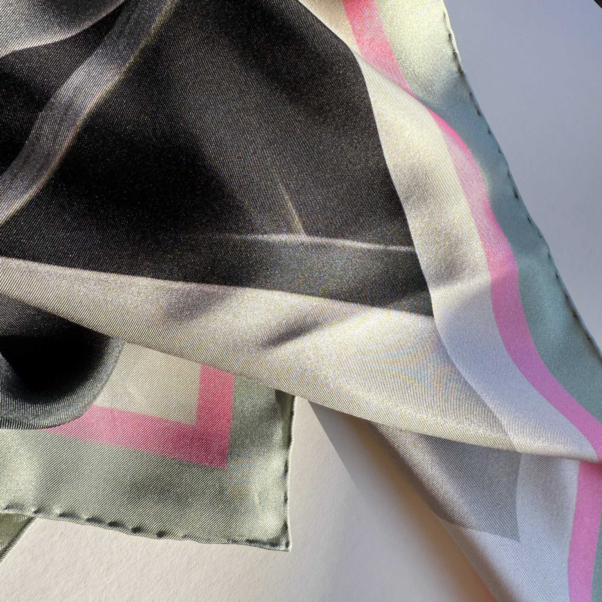 Foxtail Agave with pink border Silk Scarf